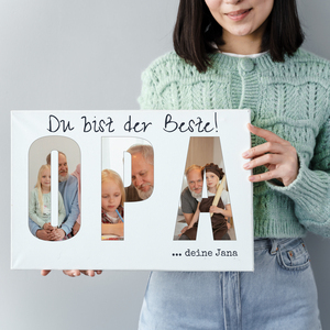 Fotocollage „Bester Opa“ als Geschenk von Enkeln, Druck auf Acrylglas Fotocollage „Bester Opa“ als Geschenk von Enkeln, Druck auf Acrylglas
