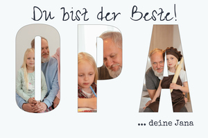 Fotocollage „Bester Opa“ als Geschenk von Enkeln, Druck auf Acrylglas Fotocollage „Bester Opa“ als Geschenk von Enkeln, Druck auf Acrylglas