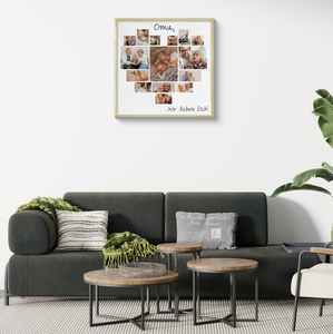 Fotocollage in Herzform für Oma. Premium Druck auf Poster oder Leinwand Fotocollage in Herzform für Oma. Premium Druck auf Poster oder Leinwand