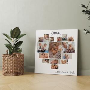 Fotocollage in Herzform für Oma. Premium Druck auf Poster oder Leinwand Fotocollage in Herzform für Oma. Premium Druck auf Poster oder Leinwand