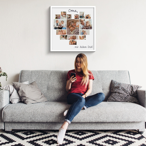 Fotocollage in Herzform für Oma. Premium Druck auf Poster oder Leinwand Fotocollage in Herzform für Oma. Premium Druck auf Poster oder Leinwand