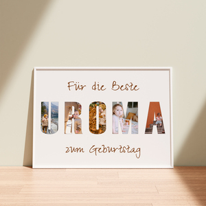 Geschenkidee zum Geburtstag - Buchstabencollage für Uroma. Geschenkidee zum Geburtstag - Buchstabencollage für Uroma.