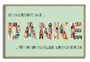 Buchstabencollage „Danke“ zum Abschied Lehrer/Lehrerin – Leinwand 50x100cm