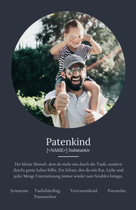"Patenkind" Definition - Geschenk als Poster, Leinwand erstellen. Eigene Fotos und Text.