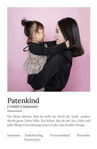 "Patenkind" Definition - Geschenk als Poster, Leinwand erstellen. Eigene Fotos und Text.