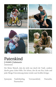 "Patenkind" Definition - Geschenk als Poster, Leinwand erstellen. Eigene Fotos und Text.