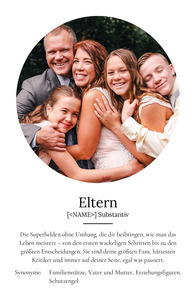 "Eltern" Definition - Geschenk als Poster, Leinwand erstellen. Eigene Fotos und Text.