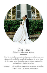 "Ehefrau" Definition - Geschenk als Poster, Leinwand erstellen. Eigene Fotos und Text.