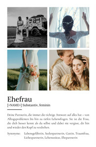 "Ehefrau" Definition - Geschenk als Poster, Leinwand erstellen. Eigene Fotos und Text.
