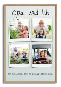 Fotocollage Polaroid-Stil für Opa – gestalte jetzt deine 4 Fotos + Spruch personalisiert