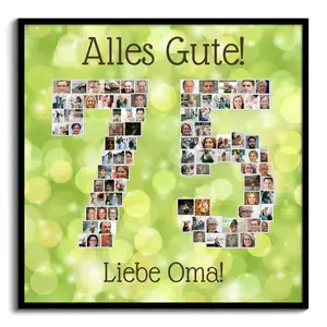 Fotocollage Zahl 75 Oma – dein personalisiertes Geburtstagsgeschenk jetzt gestalten