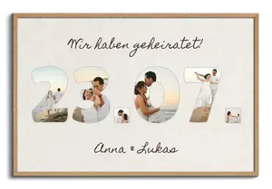 Hochzeitsdatum-Fotocollage – mit deinen Fotos & Namen, jetzt als Leinwand gestalten