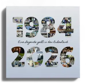 Geschenk zum Ruhestand - Personalisierte Fotocollage mit Jahreszahlen