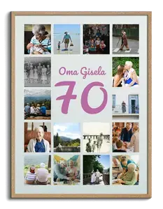 Zahlencollage 70 – gestalte dein Geschenk für 70. Geburtstag, Hochzeitstag, Jubiläum