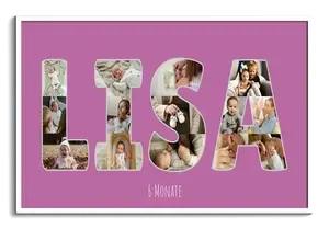 Fotocollage als Namen – Geschenk zu Geburt und Geburtstag