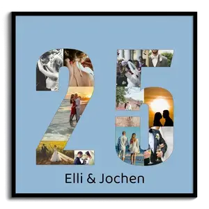 Fotocollage "25" erstellen. Geschenk für Silberhochzeit, Firmenjubiläum