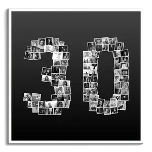 Fotocollage Zahl "30" erstellen. Geburstagsgeschenk, individuell mit 1-100 Bildern