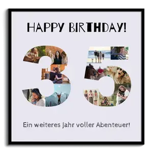 Gestalte deine persönliche Fotocollage Zahl 35 – Happy Birthday Geschenk!