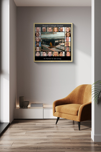 Quadratische Collage „Unser Unternehmen“ mit großem Foto in der Mitte Quadratische Collage „Unser Unternehmen“ mit großem Foto in der Mitte