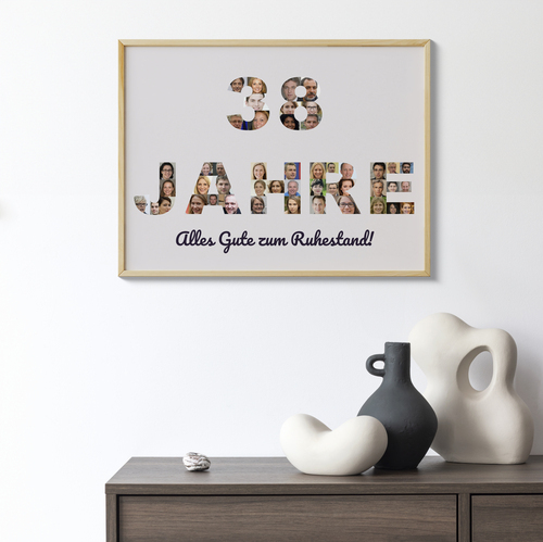 Fotoposter als Geschenk zum Ruhestand – Collage mit Buchstaben & Zahlen