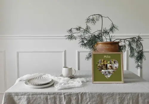 Herz-Collage mit Katze und individuellem Text