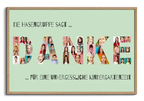 Buchstabencollage „Danke“ zum Abschied Lehrer/Lehrerin – Leinwand 50x100cm