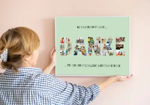 Buchstabencollage DANKE - Fotos der Hasengruppe
