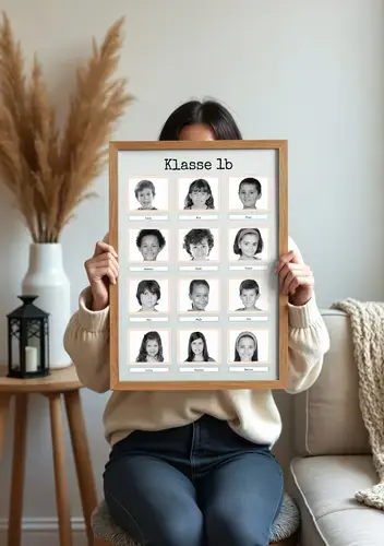 Retro Fotocollage: Klasse 1b, Namen & Bilder anpassbar