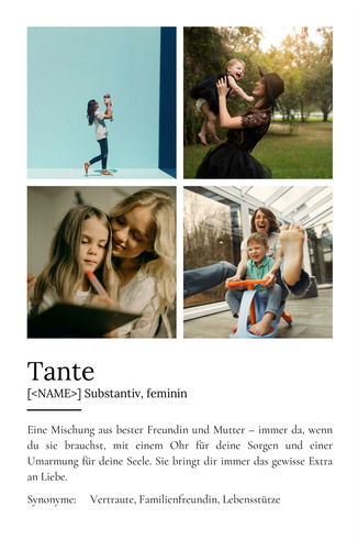 "Tante" Definition - Geschenk als Poster, Leinwand erstellen. Eigene Fotos und Text.