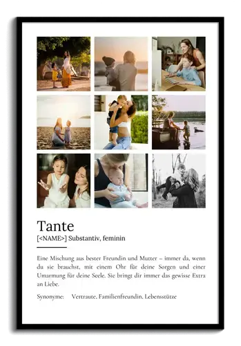 "Tante" Definition - Geschenk als Poster, Leinwand erstellen. Eigene Fotos und Text.