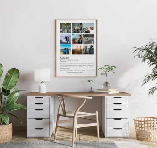 Definitions-Poster Cousin mit Foto - Duden-Stil