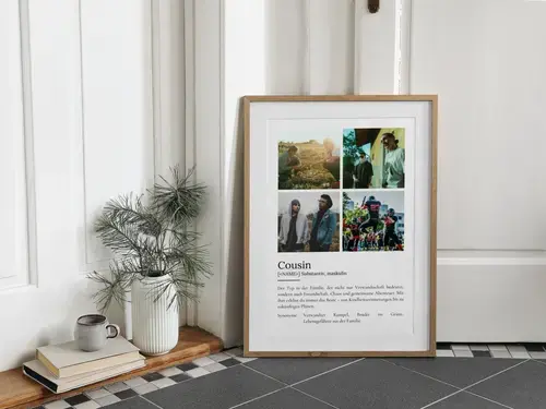 Definitions-Poster Cousin mit Foto - Duden-Stil
