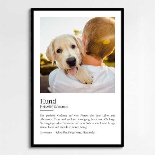 "Hund" Definition - Geschenk als Poster, Leinwand erstellen. Eigene Fotos und Text.