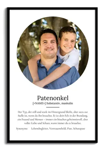 "Patenonkel" Definition - Geschenk als Poster, Leinwand erstellen. Eigene Fotos und Text.