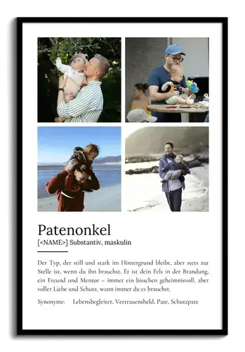 "Patenonkel" Definition - Geschenk als Poster, Leinwand erstellen. Eigene Fotos und Text.