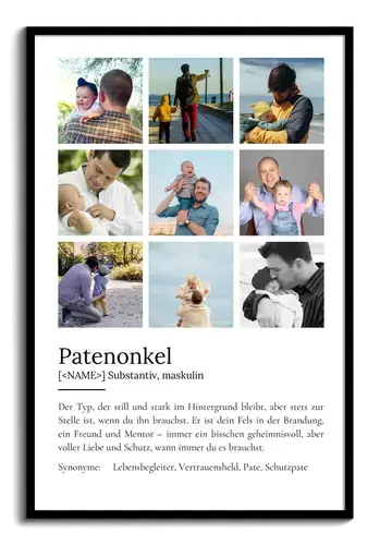"Patenonkel" Definition - Geschenk als Poster, Leinwand erstellen. Eigene Fotos und Text.