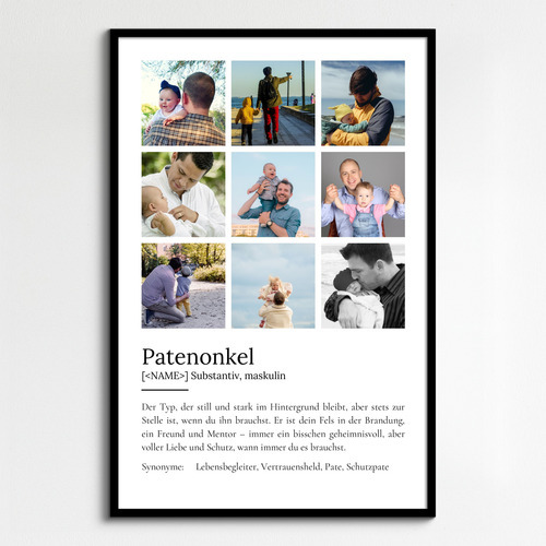 "Patenonkel" Definition - Geschenk als Poster, Leinwand erstellen. Eigene Fotos und Text.