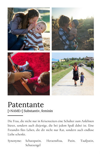 "Patentante" Definition - Geschenk als Poster, Leinwand erstellen. Eigene Fotos und Text.