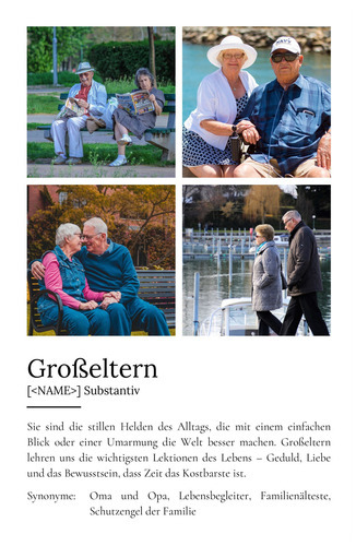 "Großeltern" Definition - Geschenk als Poster, Leinwand erstellen. Eigene Fotos und Text.