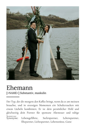 "Ehemann" Definition - Geschenk als Poster, Leinwand erstellen. Eigene Fotos und Text.