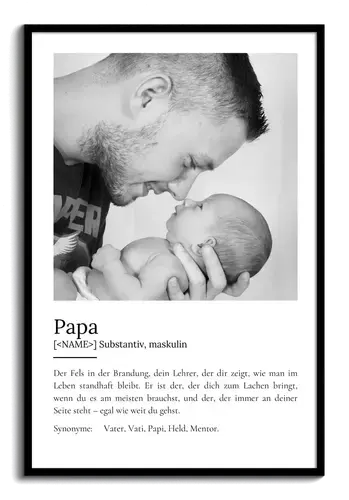 "Papa" Definition - Geschenk als Poster, Leinwand erstellen. Eigene Fotos und Text.