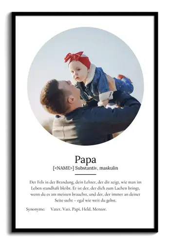 "Papa" Definition - Geschenk als Poster, Leinwand erstellen. Eigene Fotos und Text.