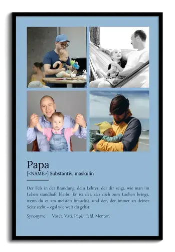 "Papa" Definition - Geschenk als Poster, Leinwand erstellen. Eigene Fotos und Text.
