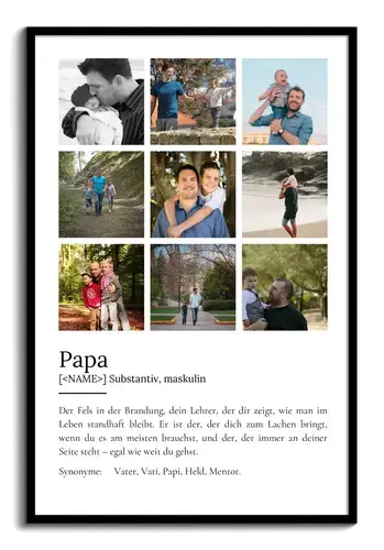 "Papa" Definition - Geschenk als Poster, Leinwand erstellen. Eigene Fotos und Text.