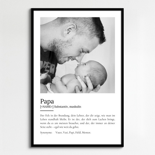 "Papa" Definition - Geschenk als Poster, Leinwand erstellen. Eigene Fotos und Text.