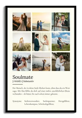 "Soulmate" Definition - Geschenk als Poster, Leinwand erstellen. Eigene Fotos und Text.