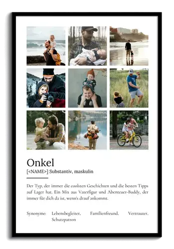 "Onkel" Definition - Geschenk als Poster, Leinwand erstellen. Eigene Fotos und Text.