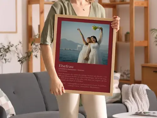 Definitionsposter "Ehefrau" im Duden-Stil mit Fotos