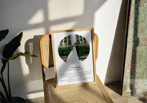 Definitionsposter "Ehefrau" im Duden-Stil mit Fotos