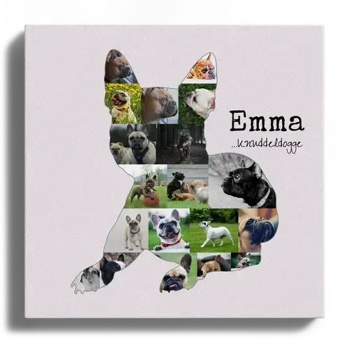 Hunde-Fotocollage "Französische Bulldogge" erstellen. Eigene Fotos, Namen und Texte.